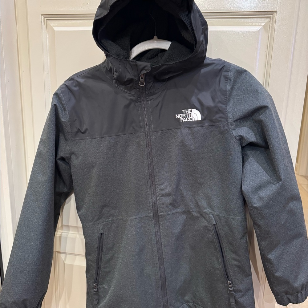 The North Face Kids Black and Gray Raincoat